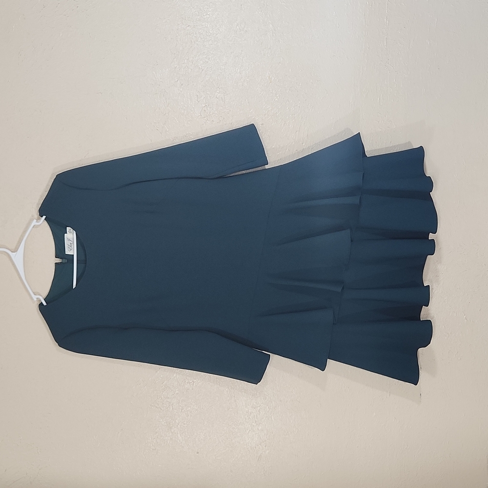 Eliza J Green 2 Ruffled Layers Shift Dress SZ 12